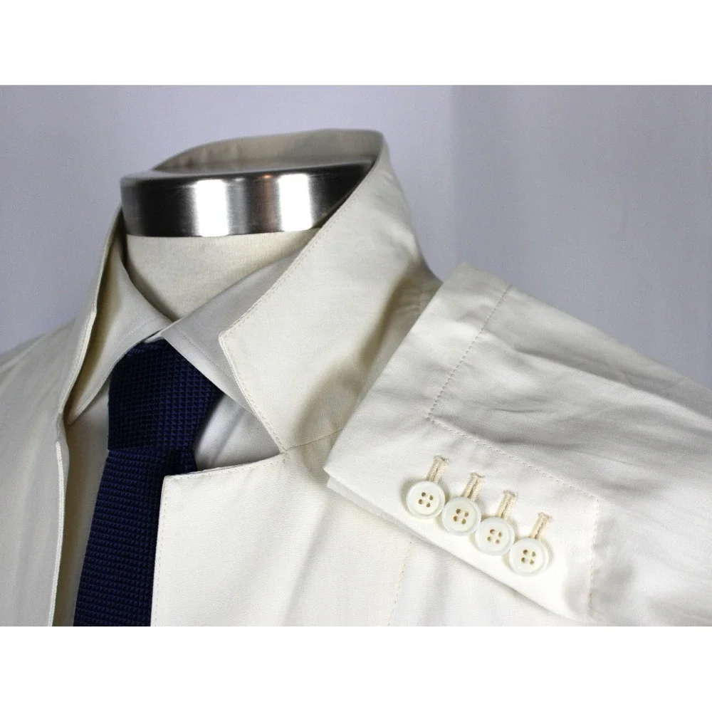 $5400 Giorgio Armani Patch Suit Jacket 50 R Slim Ivory Cotton Utility Blazer
